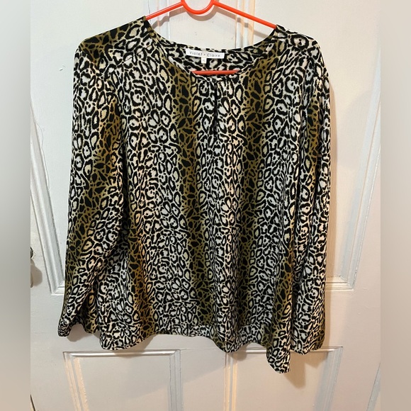 Violet & Claire Black Brown Cream Animal Print Shift Shirt XL - Picture 1 of 10